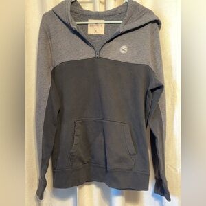 Men's Gray and Black Half-Zip Sweater